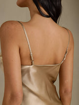 [Champagne] SilkSilky-DK Sleeveless V Neck Natkjole 005