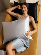 [Lysegrå+Hvid] SilkSilky-DK 19Momme Pillowcase 003