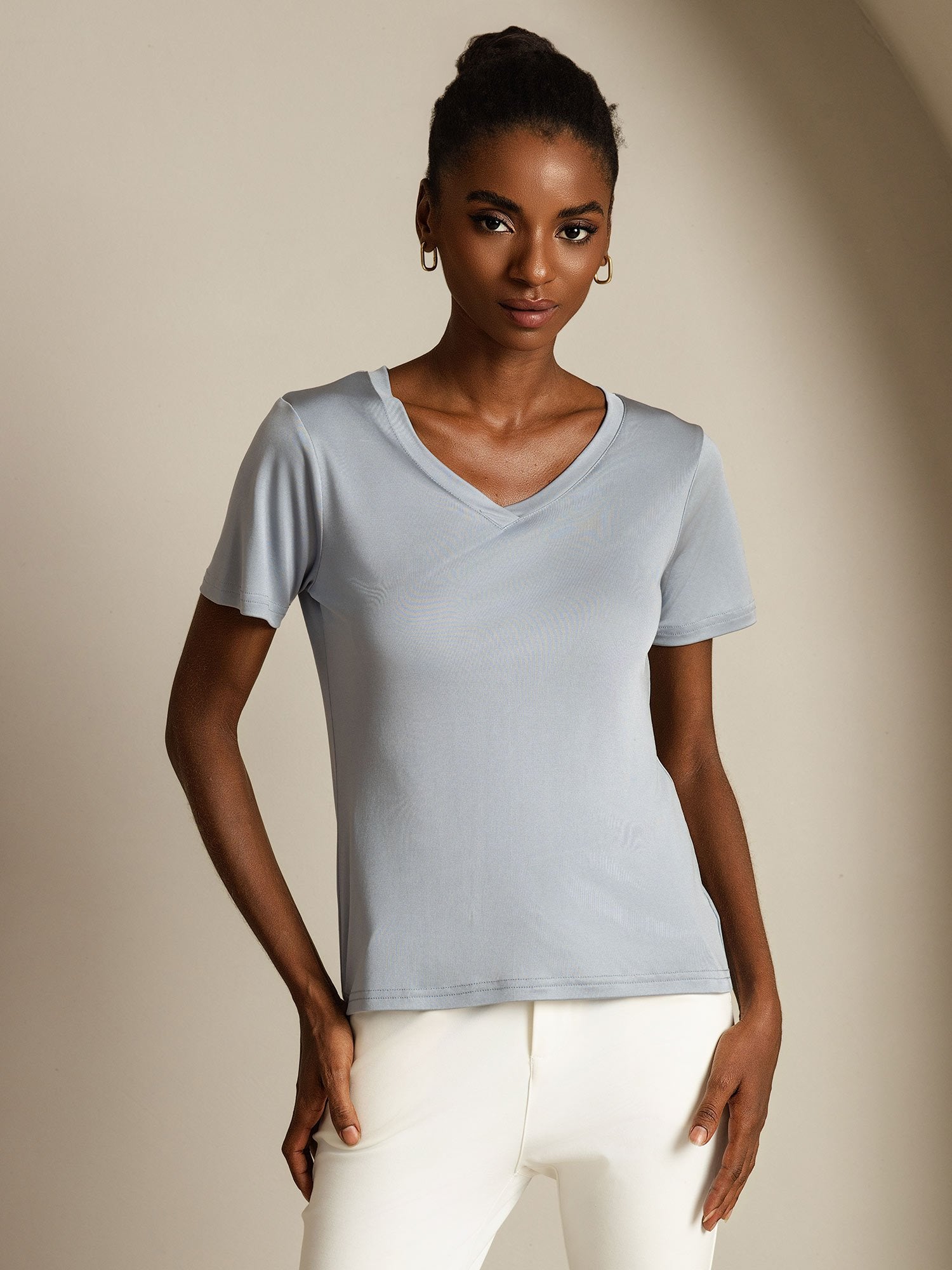 [Lysegrå] SilkSilky-DK Silke Womens T-Shirt 003