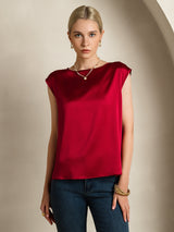 [Vin] SilkSilky-DK Cap Sleeve Round Neck T-shirt til kvinder 004