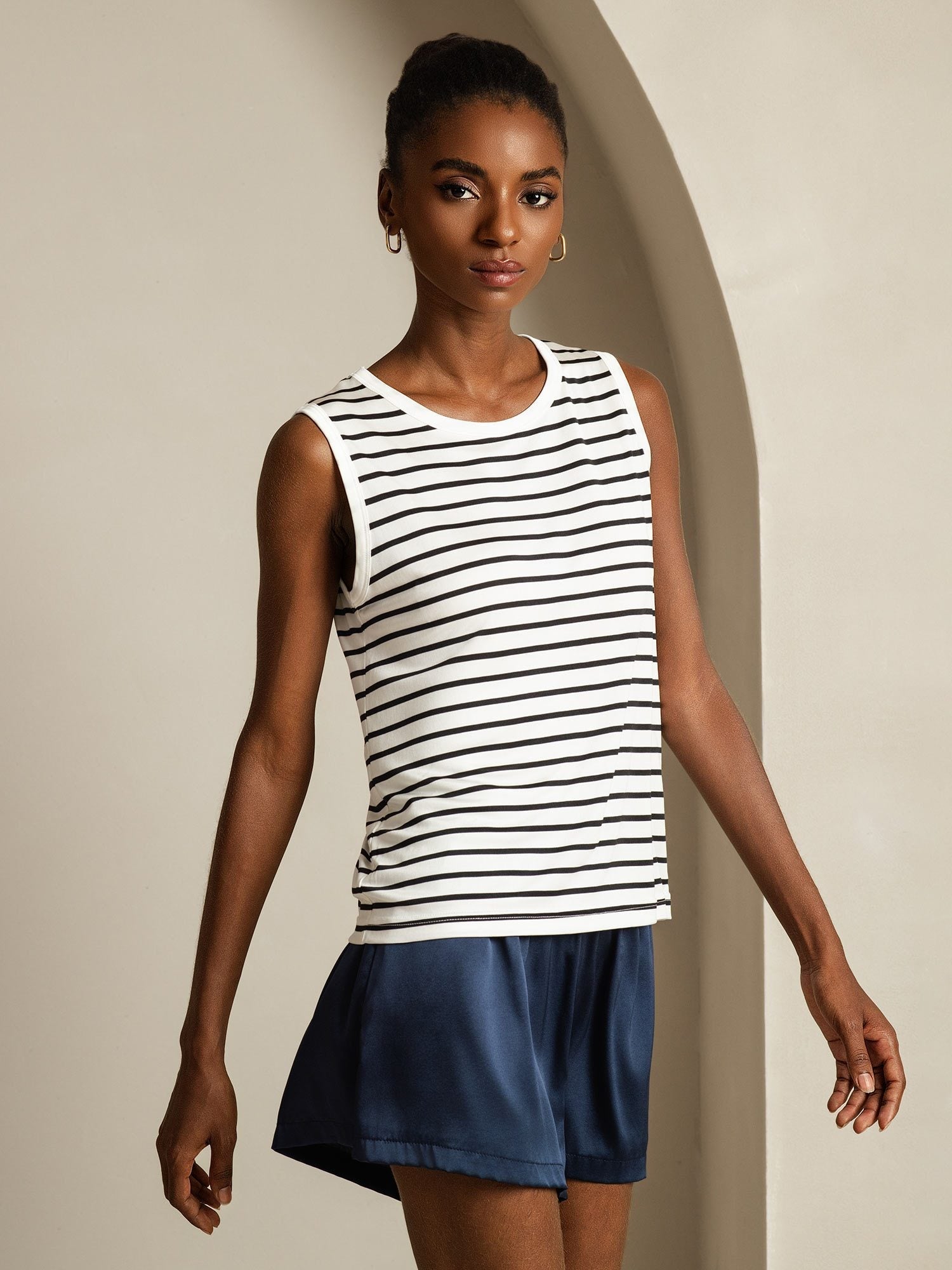 [Hvid Stribe] SilkSilky-DK Silke Camisoles 003