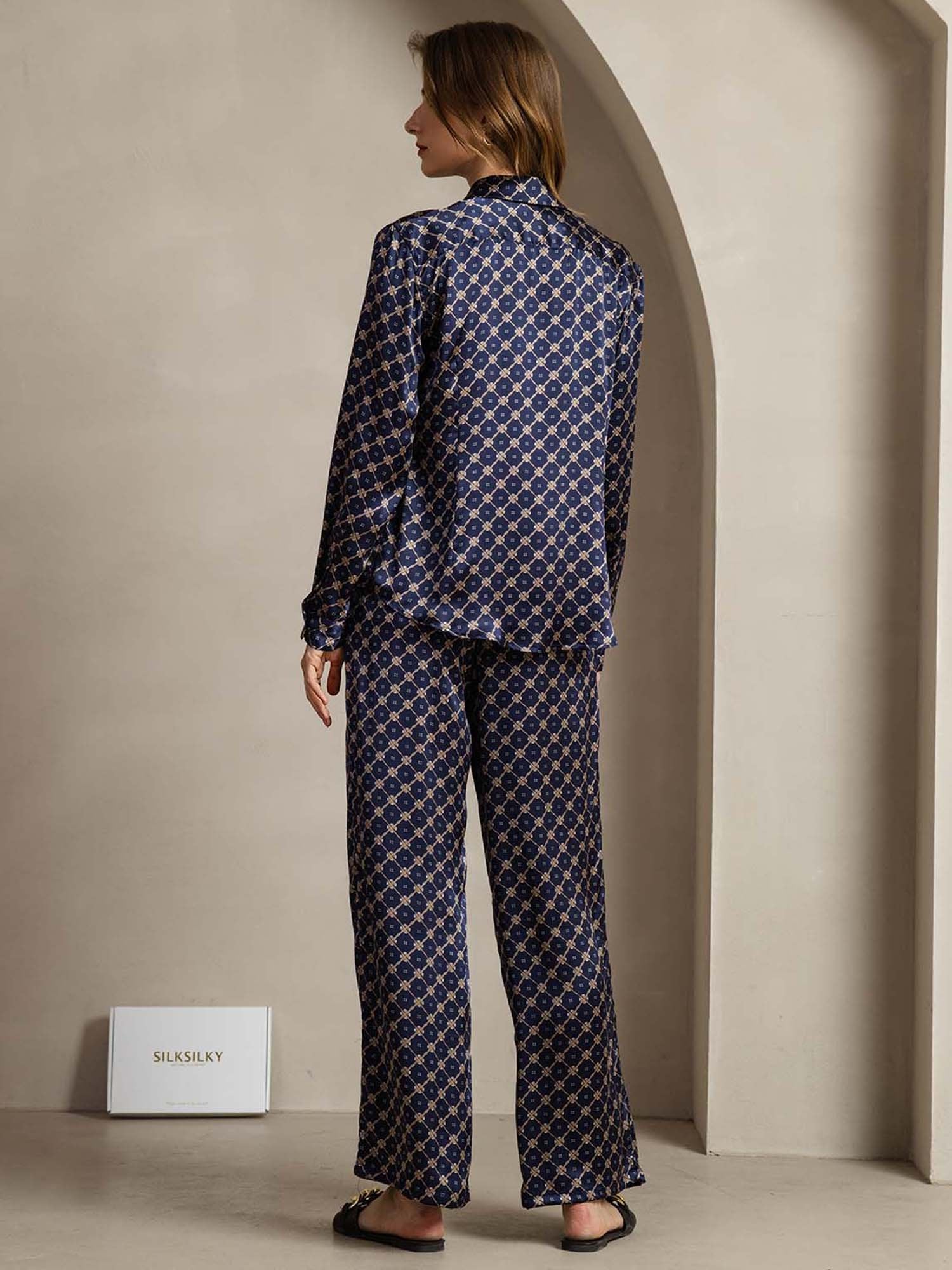 [MarineKæde] SilkSilky-DK 19Momme Silke Lapel Collar Women''s Outfit Sets 002