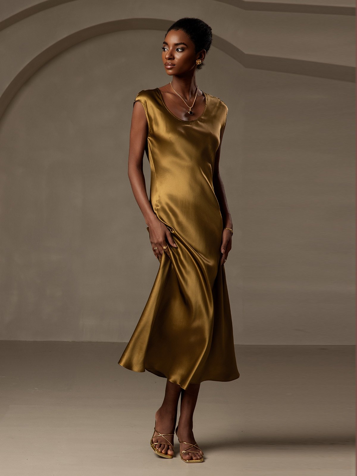 [Brun] SilkSilky-DK 19Momme Silke Dress 006