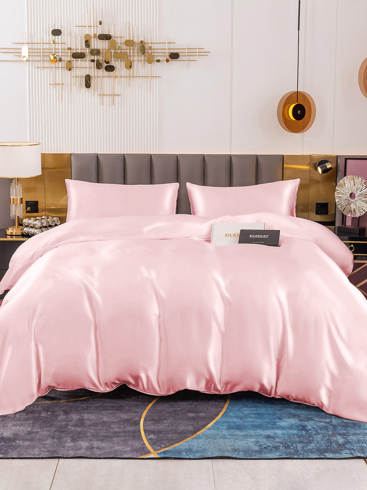 [Lyserød] SilkSilky-DK 19Momme Bedding Set 001