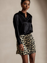 [Sort] SilkSilky-DK Long Sleeve Lapel Collar Dameskjorte 005