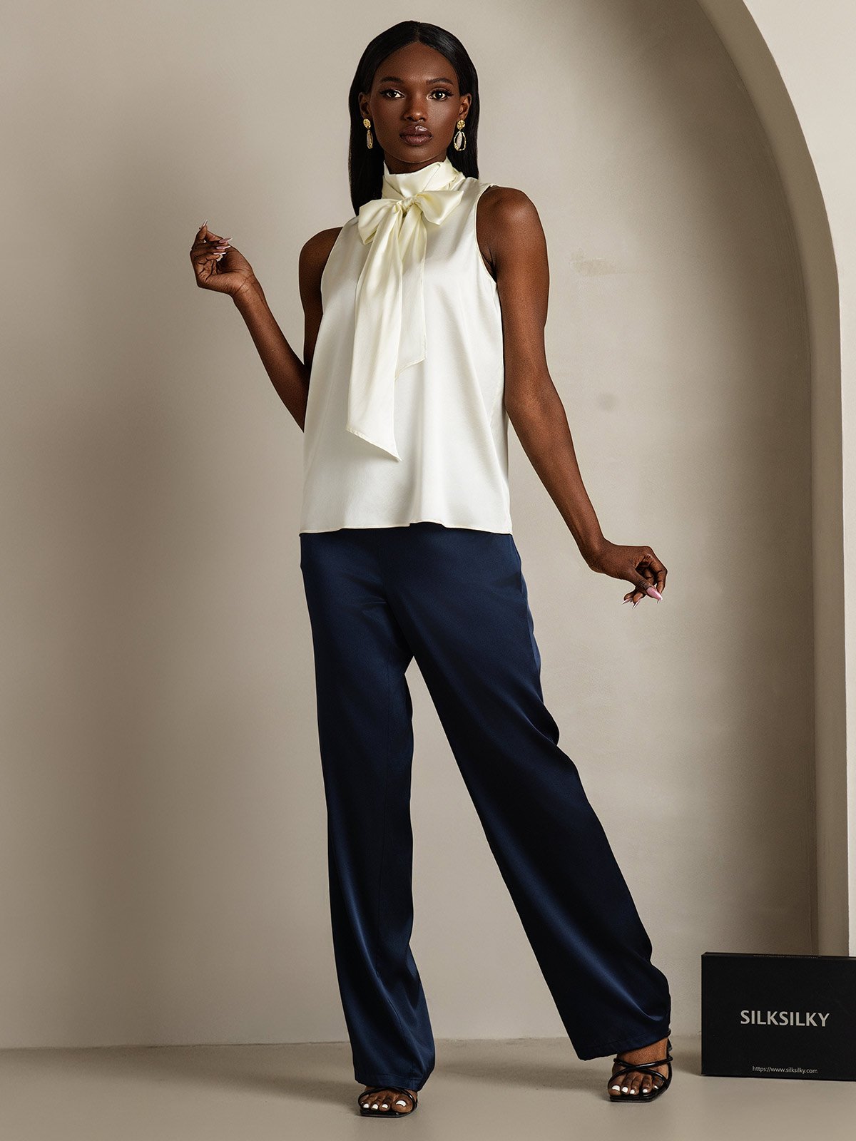 SilkSilky-DK 19Momme Silke Womens Shirt Elfenben 007