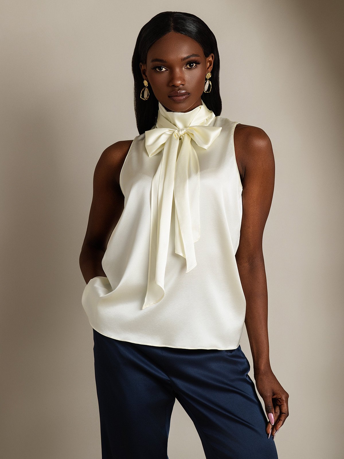SilkSilky-DK 19Momme Silke Womens Shirt Elfenben 004