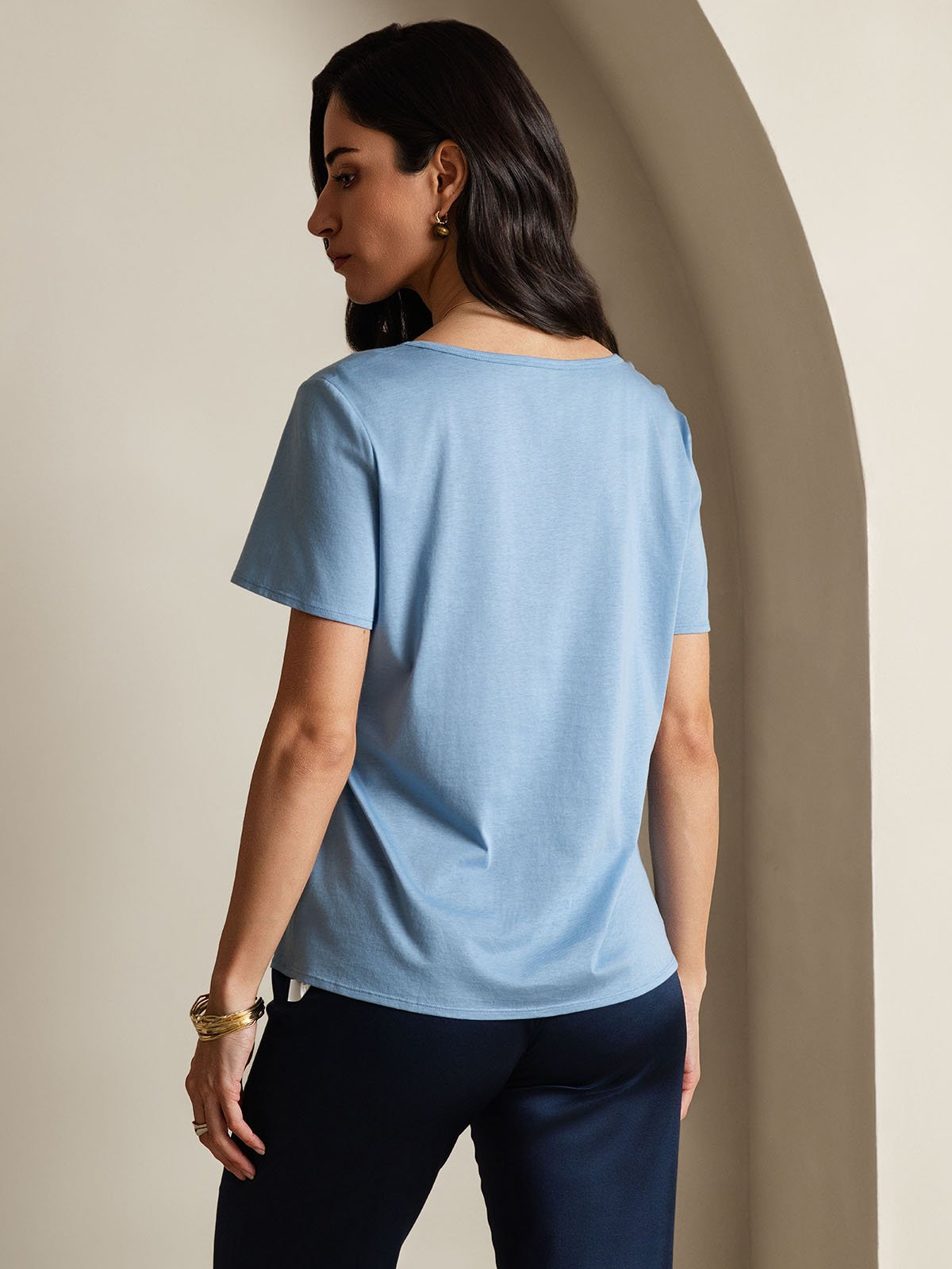 SilkSilky-DK Silke Womens T-Shirt Blå 002