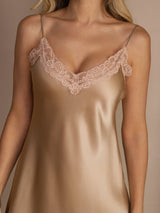[Champagne] SilkSilky-DK V Neck Natkjole 008