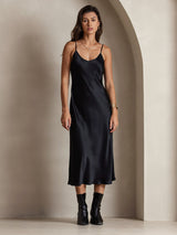 [Sort] SilkSilky-DK Sleeveless V Neck Kjole 005