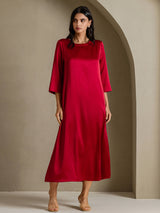 [Vin] SilkSilky-DK 3/4 Sleeve Round Neck Kjole 006