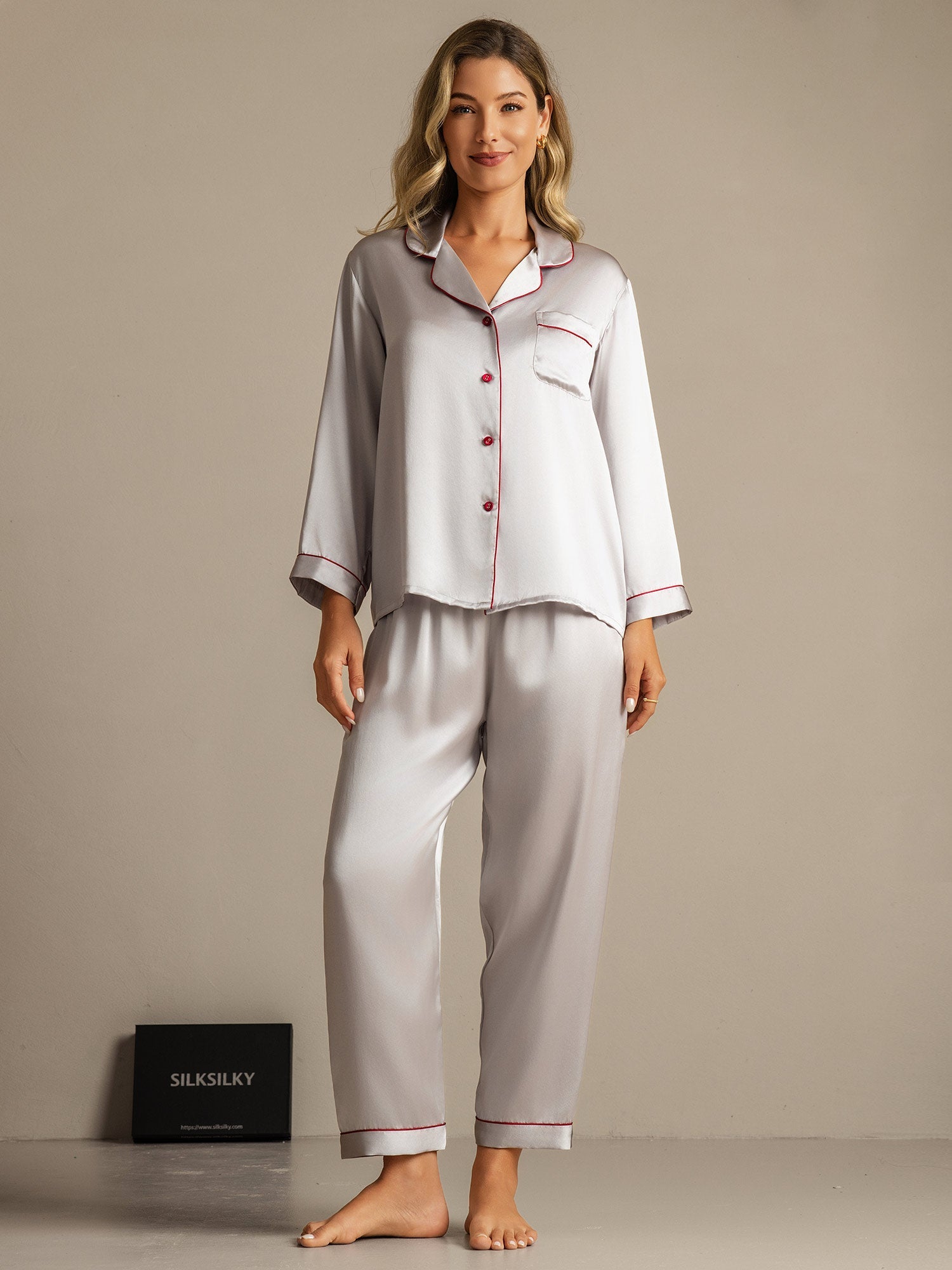 [Sølv] SilkSilky-DK Womens Pajamas 001