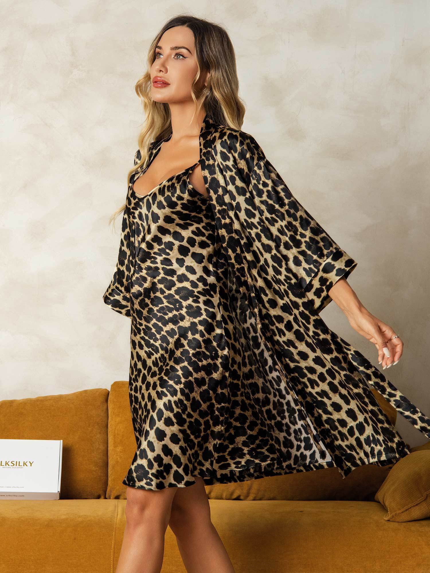 [Leopard] SilkSilky-DK Silke Nightgown&Robe Set 004