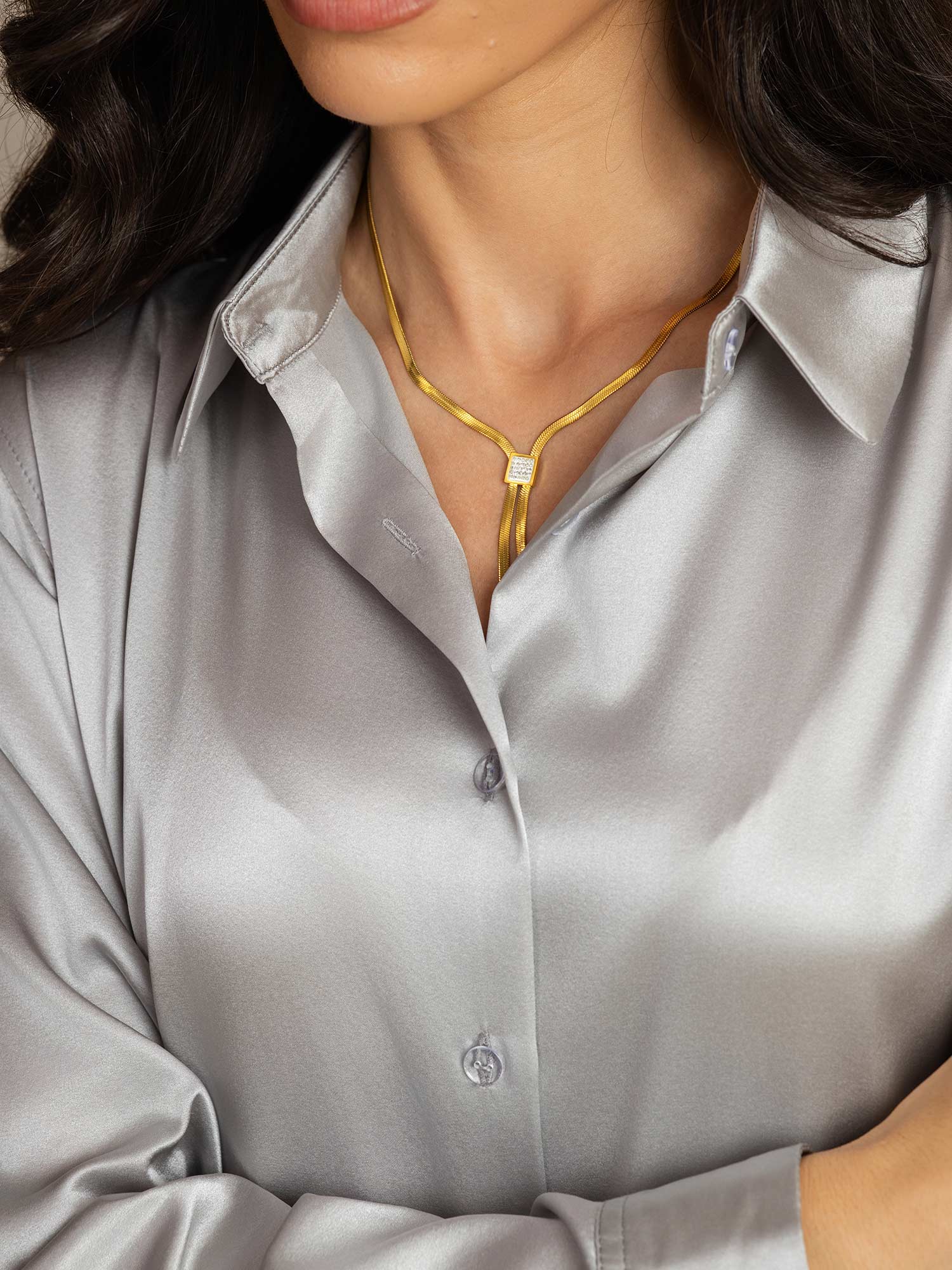 [Lysegrå] SilkSilky-DK Silke Womens Shirt 006