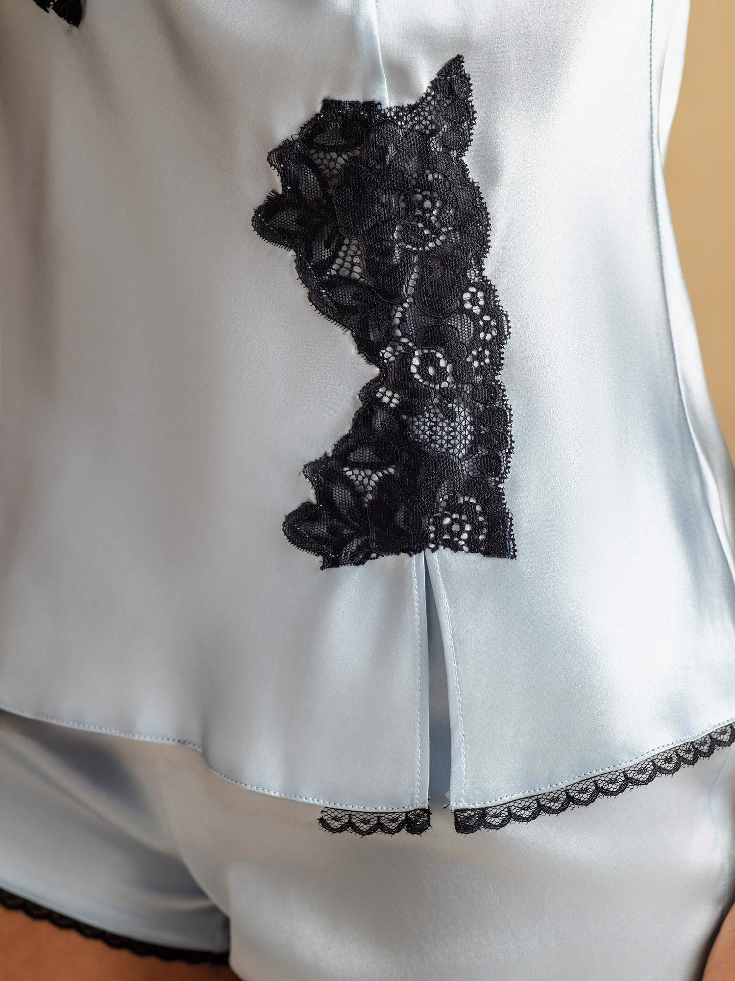 [Himmelblå] SilkSilky-DK Silke Camisole Set 005