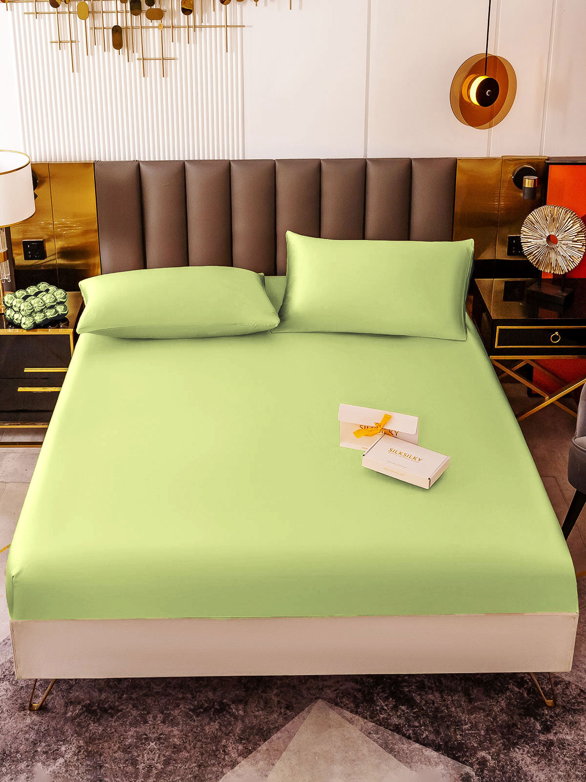 [Mintgrøn] SilkSilky-DK 19Momme Bedding Set 002