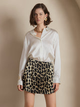 [Hvid] SilkSilky-DK Long Sleeve Lapel Collar Dameskjorte 001