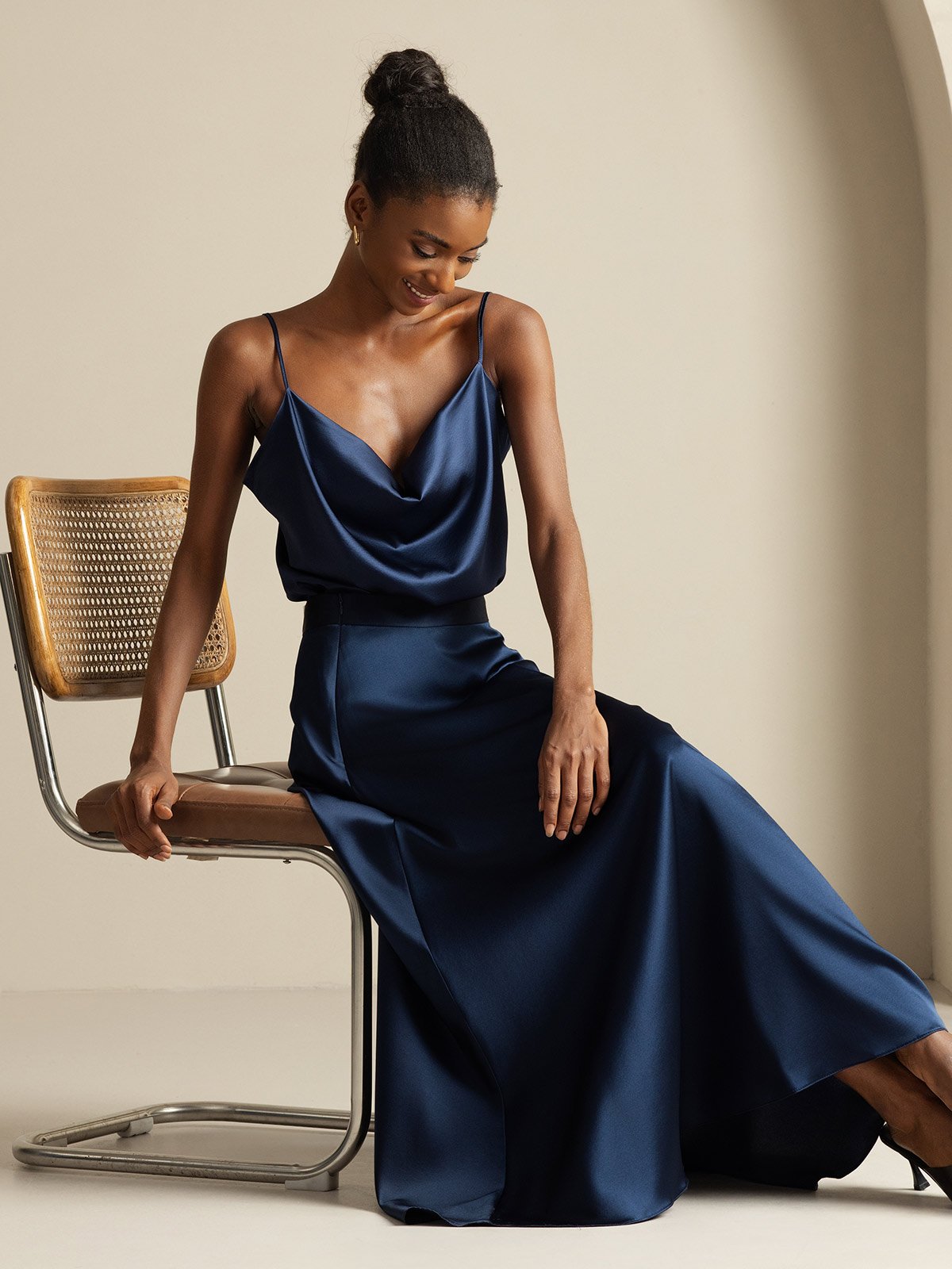 [Mørkeblå] SilkSilky-DK 19Momme Silke Womens Outfit Sets 008,