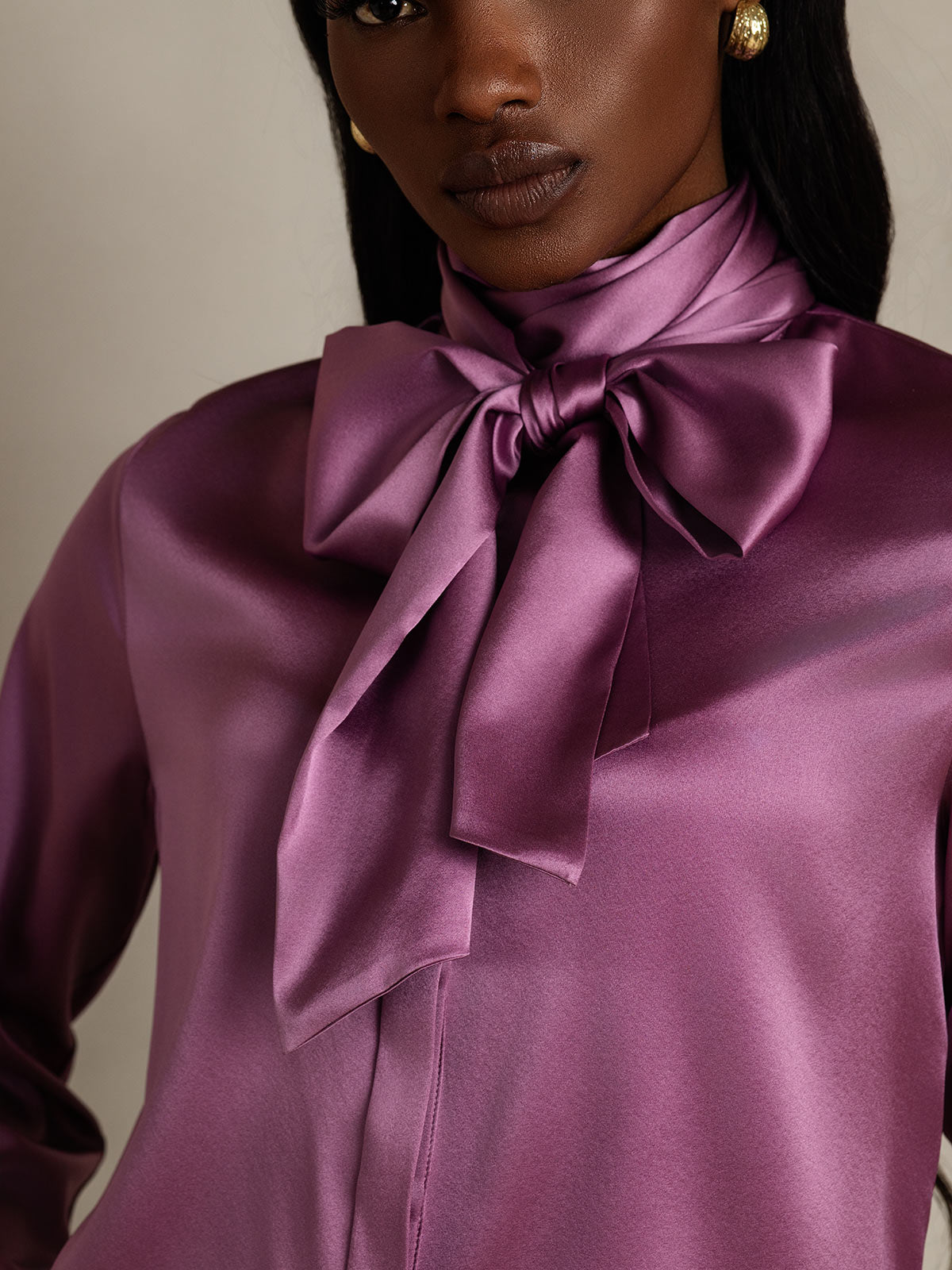 [Mørke Lilla] SilkSilky-DK 19Momme Silke Womens Shirt 009