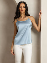 [Gråblå] SilkSilky-DK Spaghetti Strap Camisole Top 001