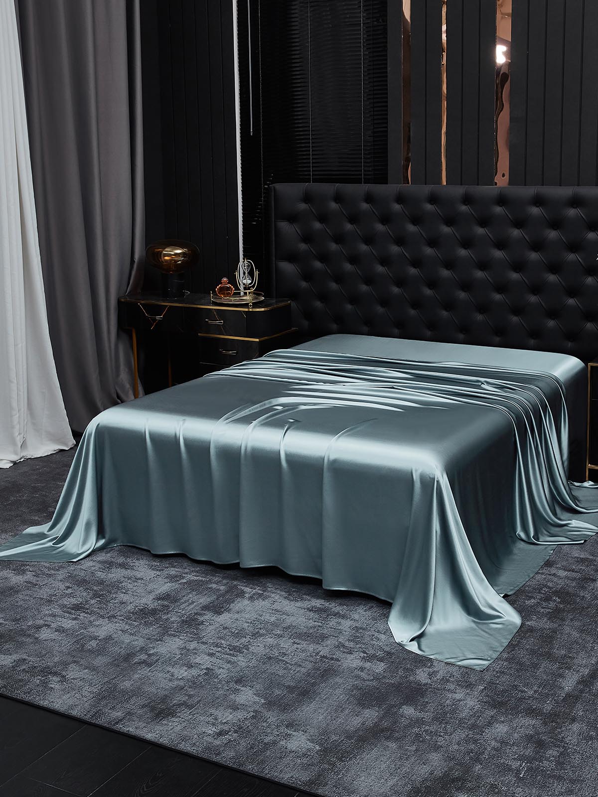 [Gråblå] SilkSilky-DK 19Momme Sheet 001