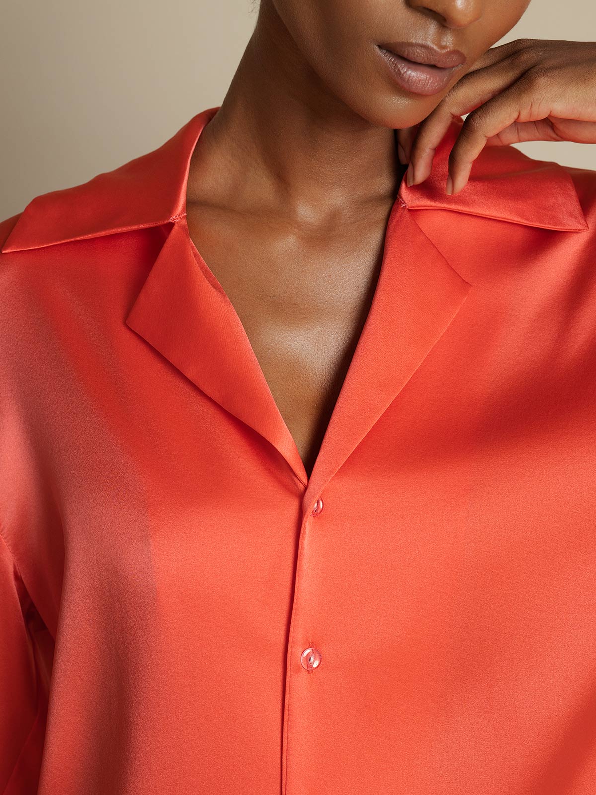 [Kejserlig Rød] SilkSilky-DK 19Momme Silke Womens Shirt 003