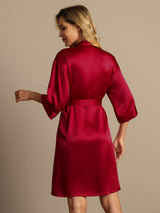 [Vin] SilkSilky-DK 3/4 Sleeve Dame Morgenkåbe 002