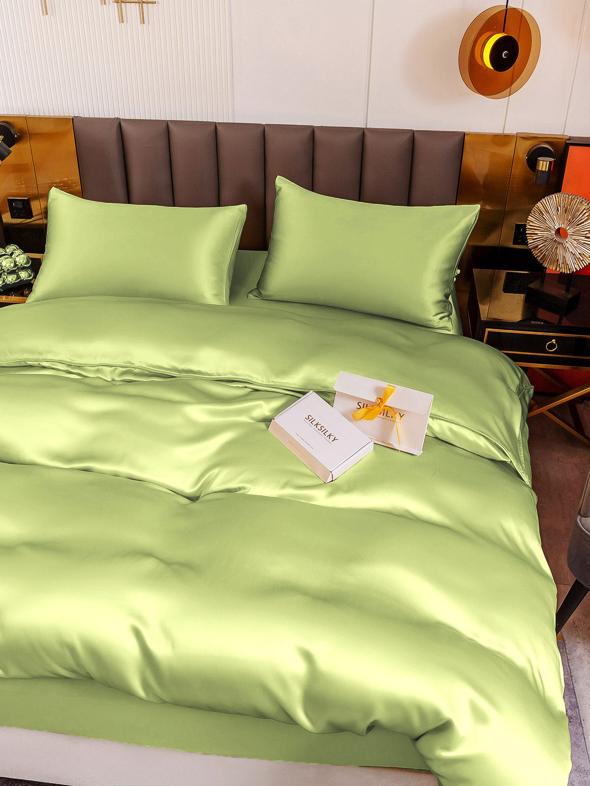 [Mintgrøn] SilkSilky-DK 19Momme Bedding Set 003