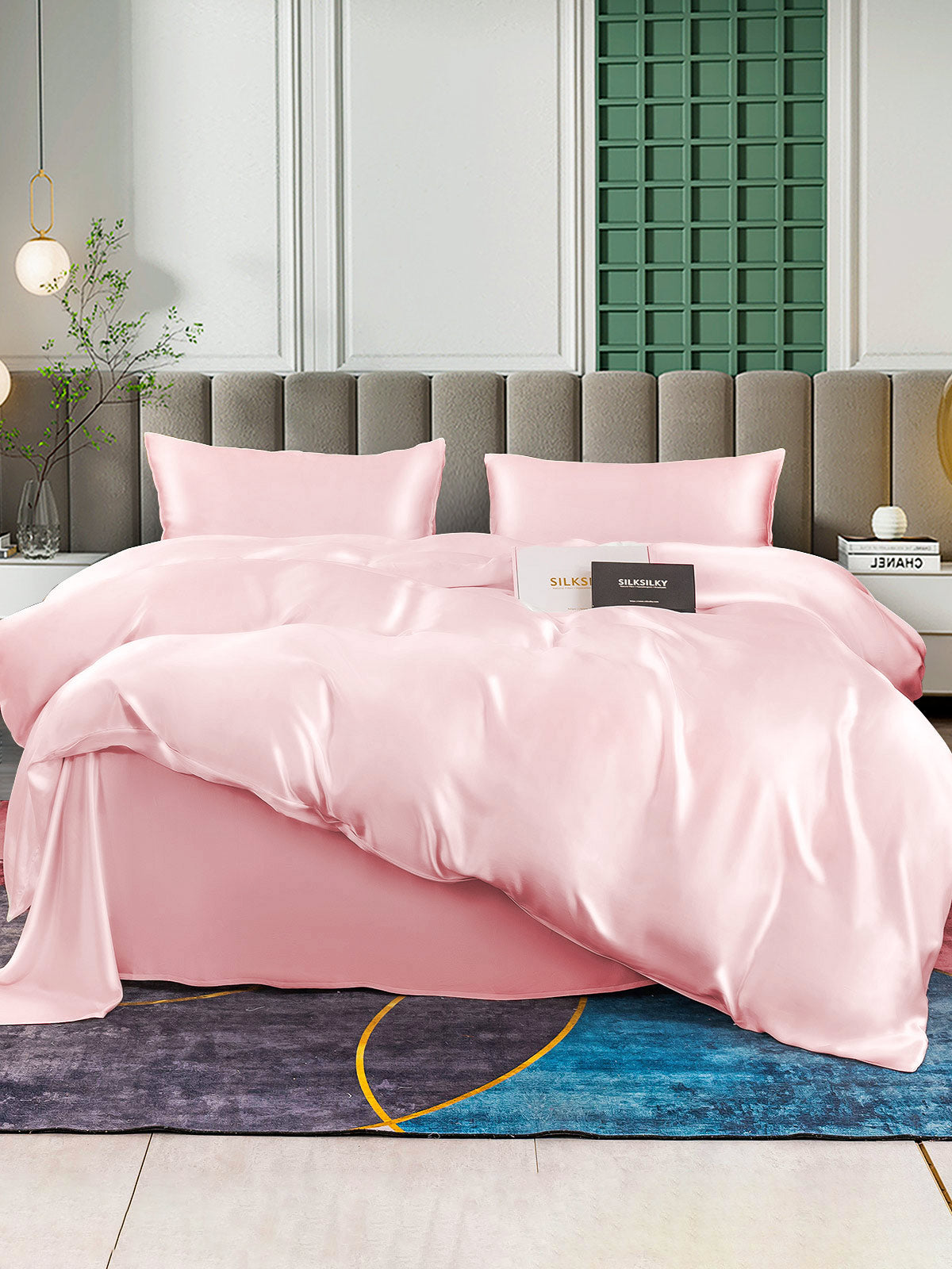 [Lyserød] SilkSilky-DK 25Momme Bedding Set 001