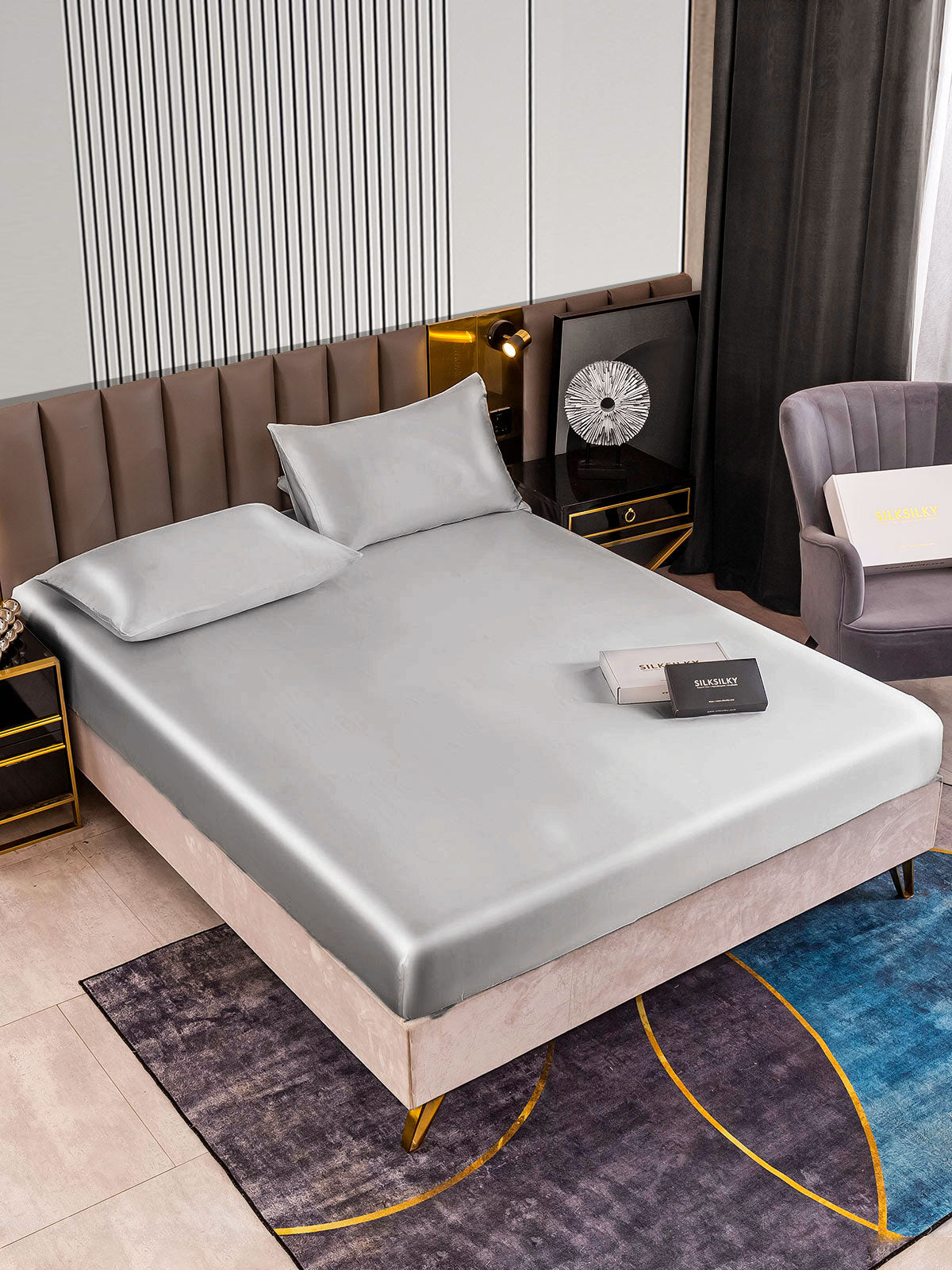 [Sølv] SilkSilky-DK 22Momme Bedding Set 002