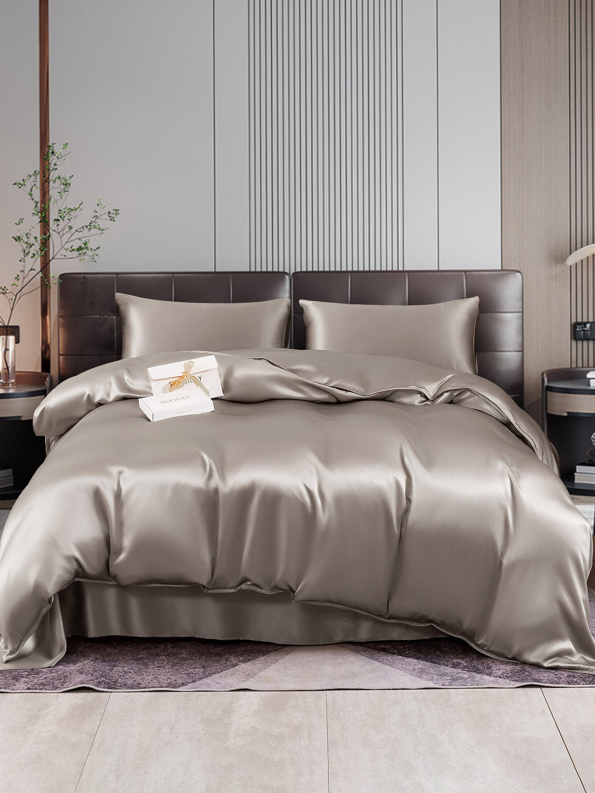 [Grå] SilkSilky-DK 22Momme Bedding Set 001