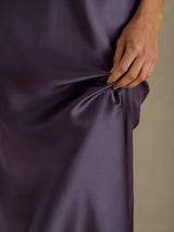 [Lilla Grå] SilkSilky-DK Sleeveless V Neck Kjole 005