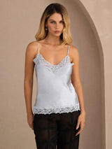 [Gråblå] SilkSilky-DK V Neck Camisole Top 003