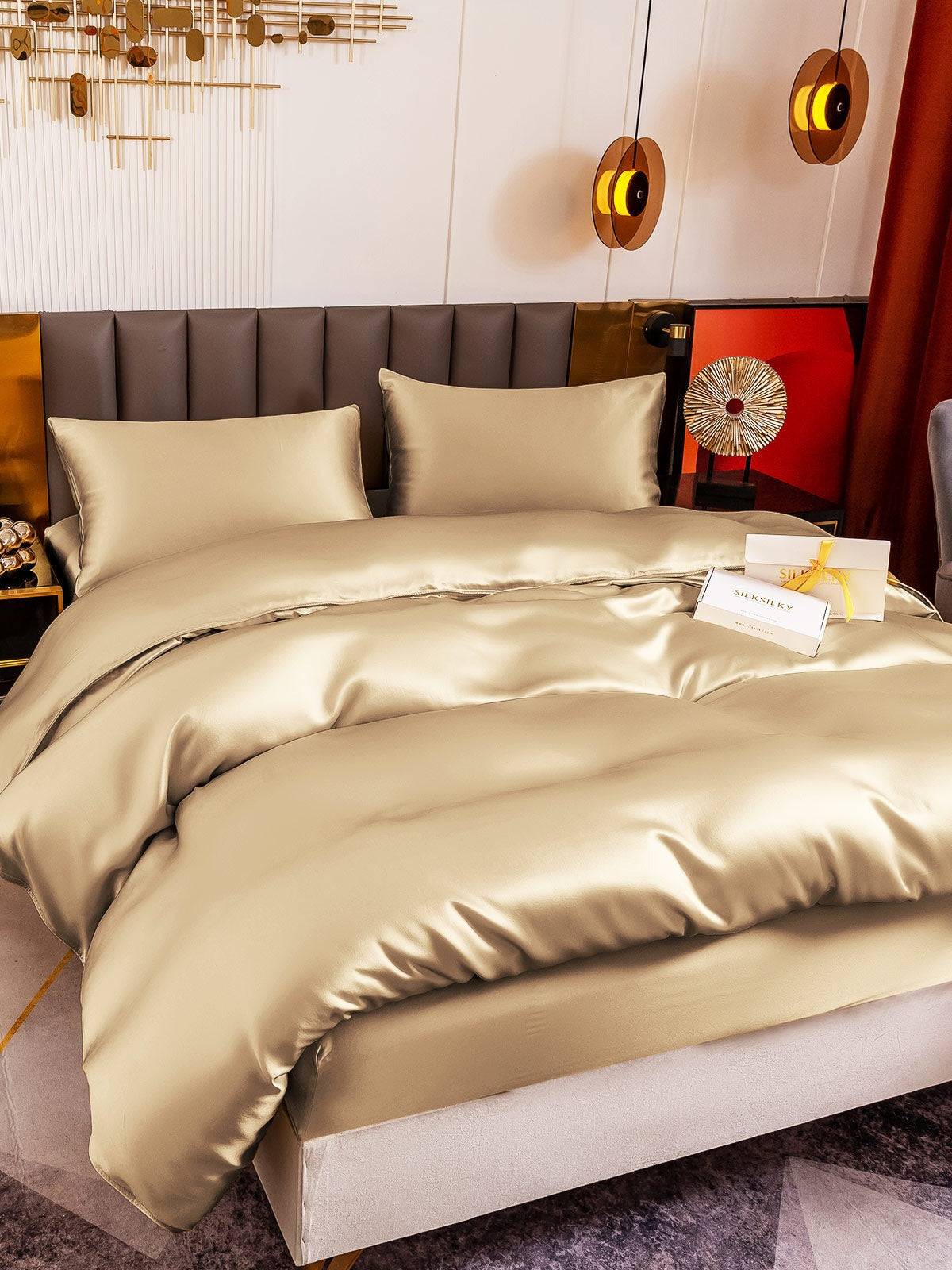 [Beige] SilkSilky-DK 19Momme Bedding Set 003