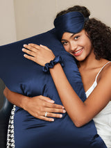 [Mørkeblå] SilkSilky-DK 19Momme Pure Silk Pillowcase Set 003
