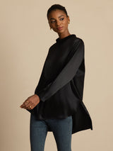 [Sort] SilkSilky-DK 19Momme Langærmet Ståkrave Bluse 003