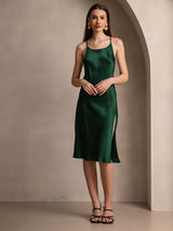 [Mørkegrøn] SilkSilky-DK Sleeveless Kjole 006