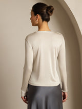 [Grå] SilkSilky-DK Long Sleeve Crew Neck T-shirt til kvinder 002