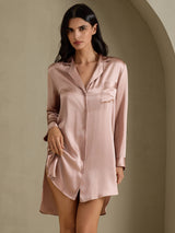 [Toscana] SilkSilky-DK Long Sleeve Lapel Collar Soveskjorte 001