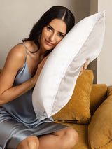 [Lysegrå+Hvid] SilkSilky-DK 19Momme Pillowcase 002