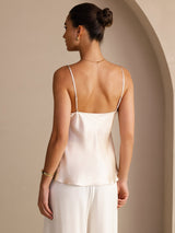 [Beige] SilkSilky-DK Sleeveless V Neck Camisole Top 002