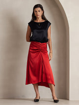 [Sort] SilkSilky-DK Cap Sleeve Round Neck T-shirt til kvinder 005