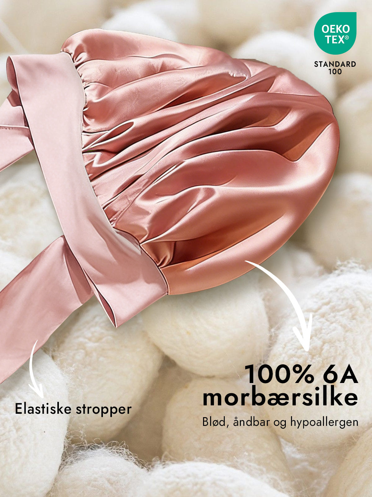 [Lyserød] SilkSilky-DK Silke Sleep Cap 002