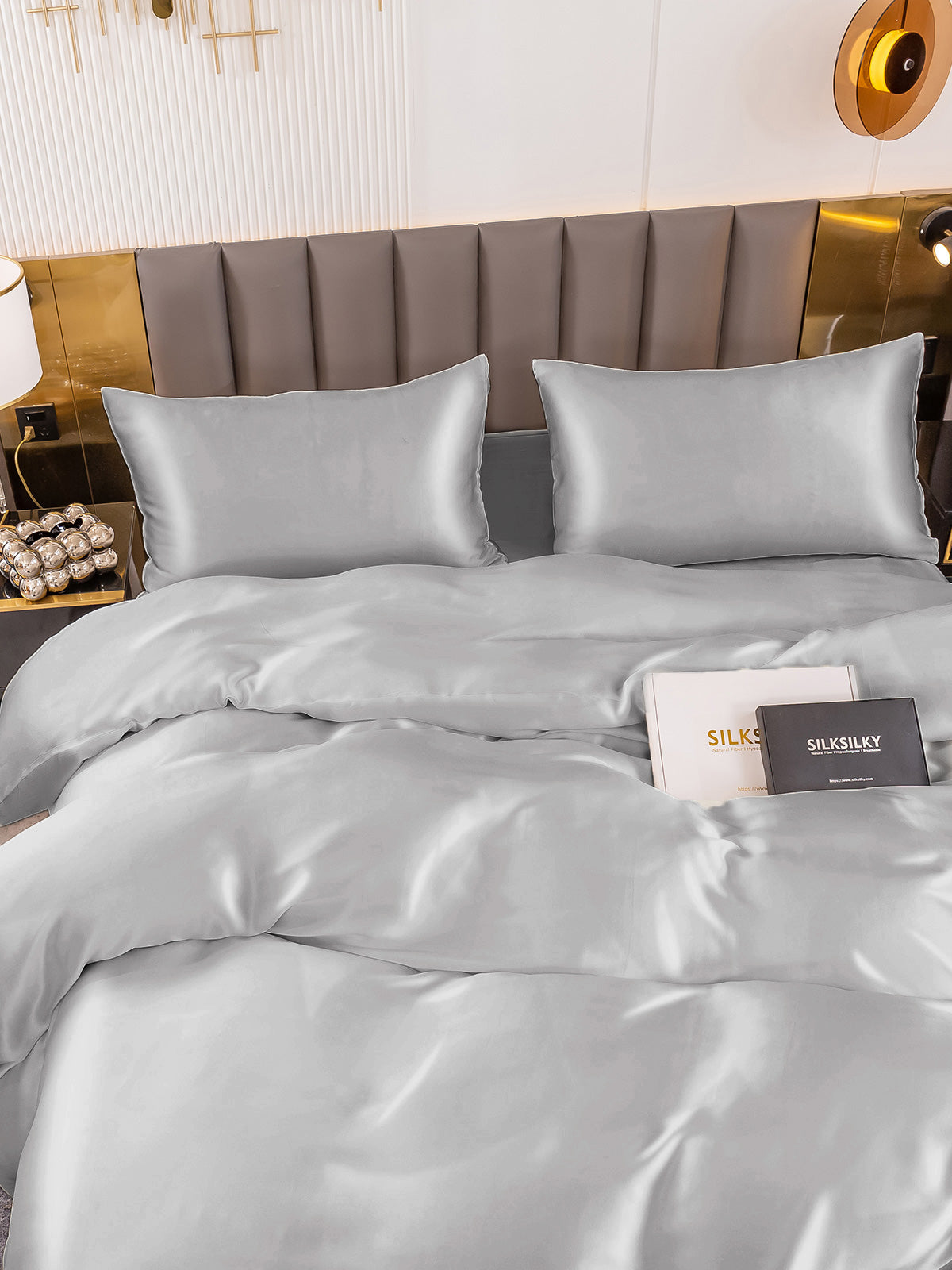 [Sølv] SilkSilky-DK 19Momme Bedding Set 005