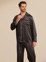[Sort Kæde] SilkSilky-DK 19Momme Pyjamas til Mænd 002
