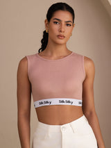 [Lyserød] SilkSilky-DK Sleeveless Crew Neck Camisole Top 001
