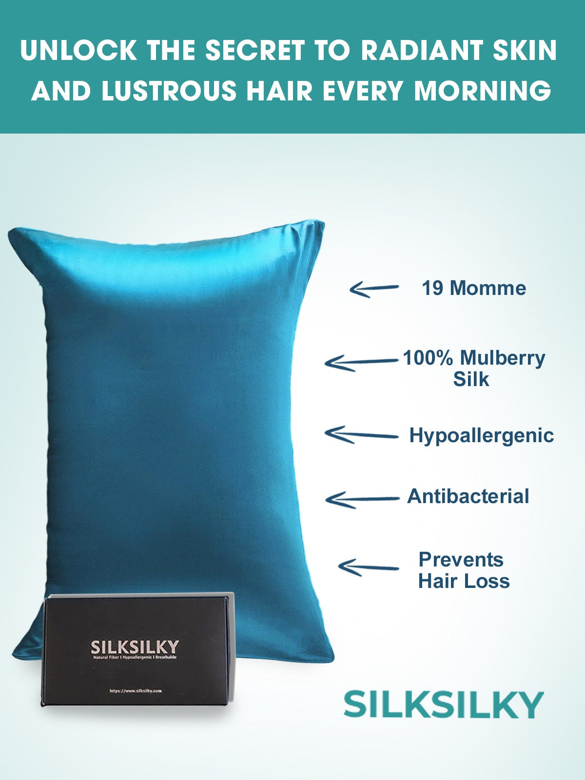 [Blågrøn] SilkSilky-DK 19Momme Pillowcase 003