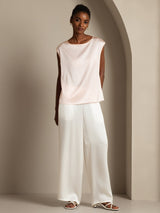 [Lyserød] SilkSilky-DK Cap Sleeve Round Neck T-shirt til kvinder 005