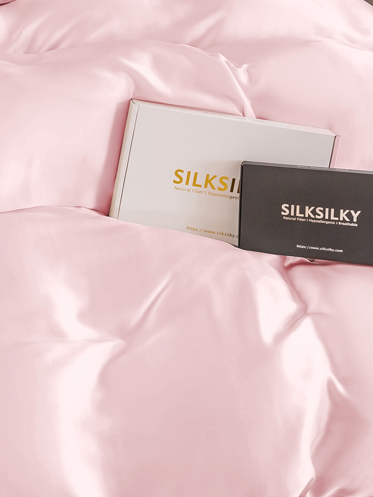 [Lyserød] SilkSilky-DK 19Momme Bedding Set 006