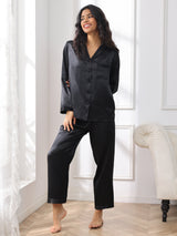 [Sort] SilkSilky-DK Long Sleeve Lapel Collar Dame Pyjamas 004